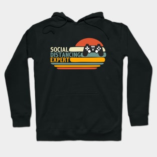 Social Distancing Expert Gaming Vintage Video Gamer Gift Hoodie